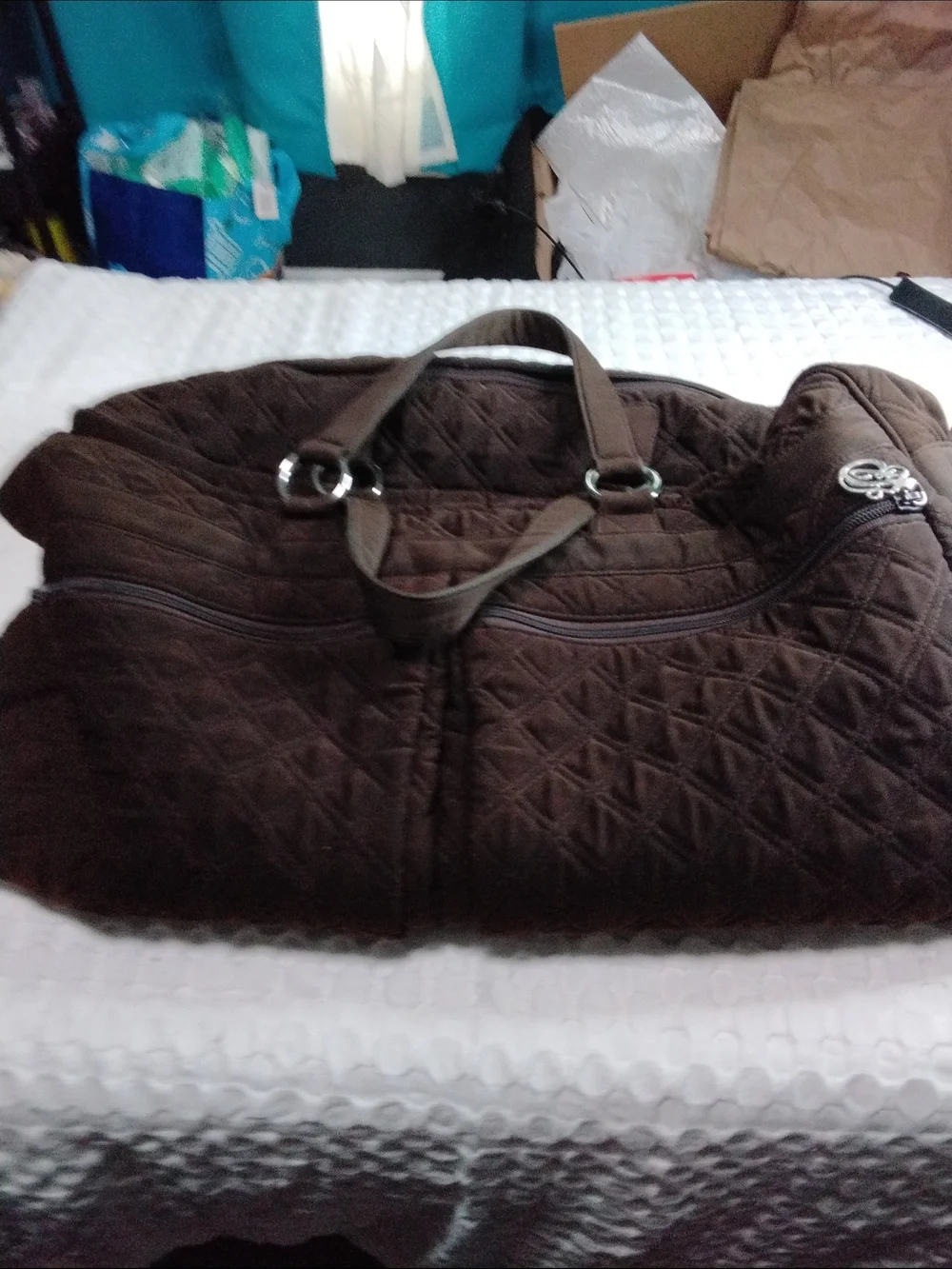 Brown Quilted Vera Bradley Travel Duffel Bag